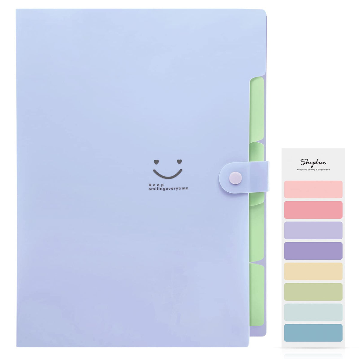 SKYDUE Expanding File Folder with 5 Pockets, Aesthetic Accordion File Organizer, Portable Document Paper Bill Receipt Organizer, School Office Supplies, Letter/A4 Size, (1, Pea Green)