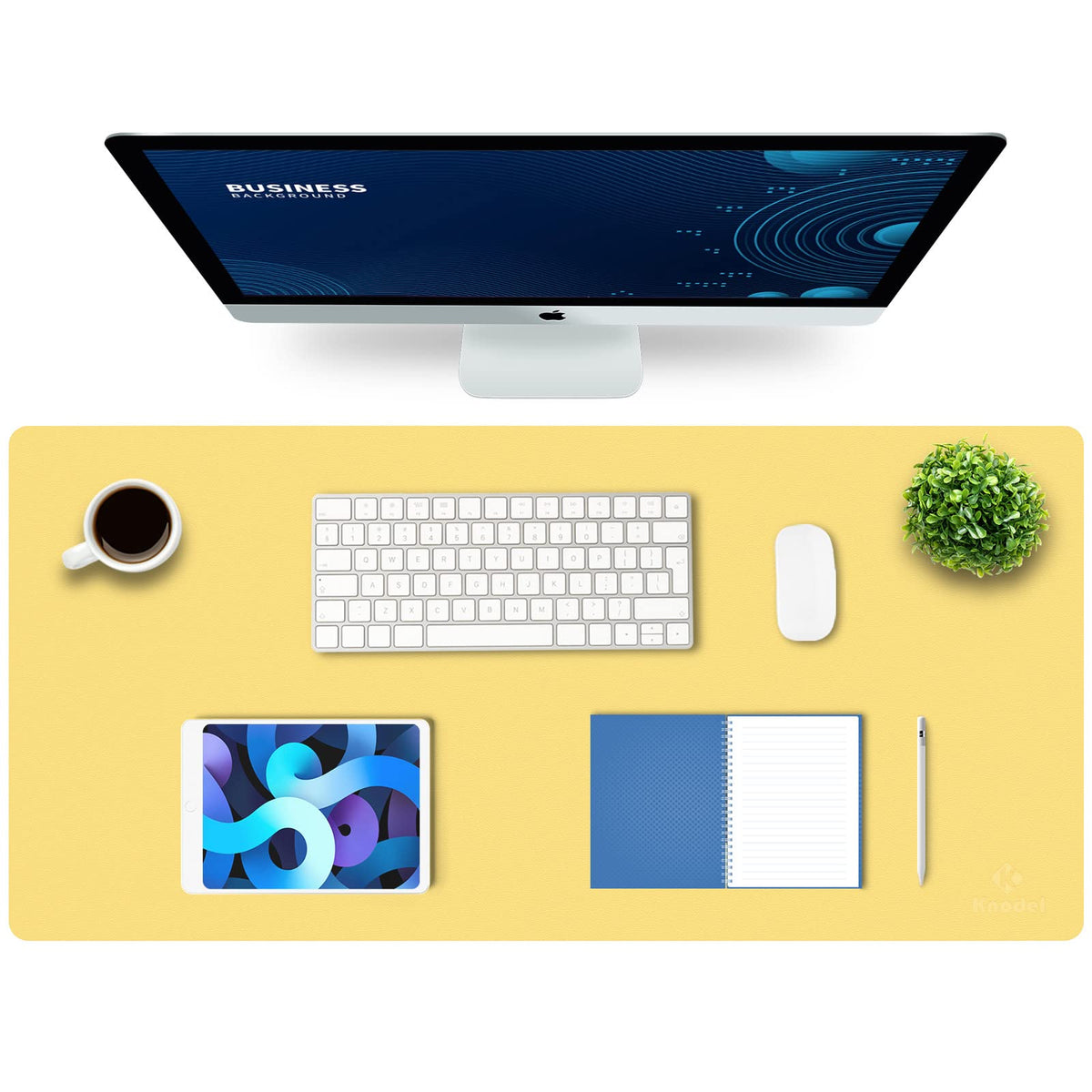 K KNODEL Large Office Desk Mat, Leather Mouse Pad (31.5"x15.7", Black)