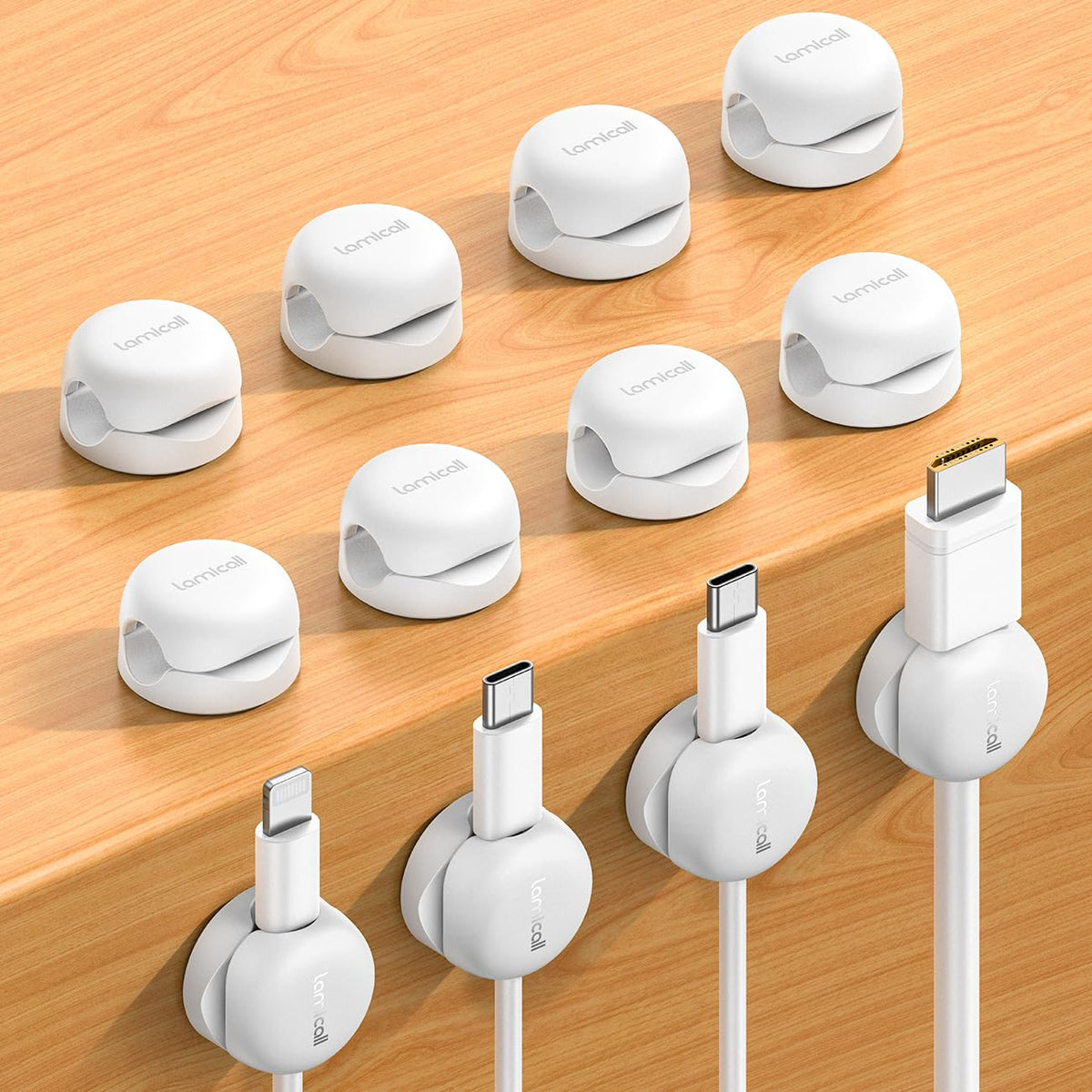 Lamicall 6 Pack Cable Clips, Compact Spring Cord Organizer Holder for Desk