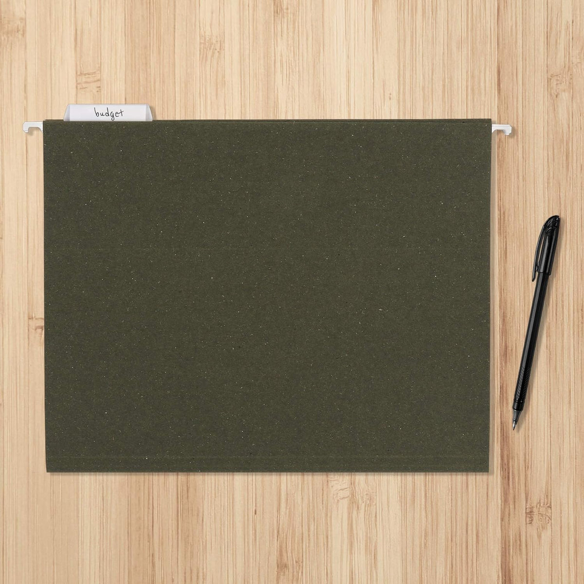Amazon Basics Hanging File Folders for Documents, Letter Size, 1/5-Cut Adjustable Tabs, Standard Green, 75 Count per Box