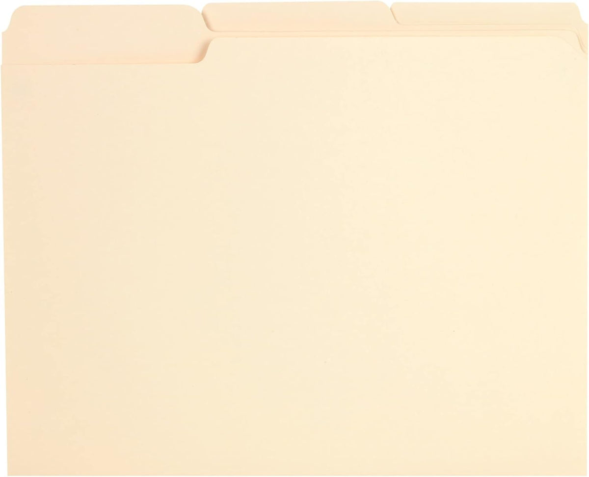 Pendaflex Reinforced-Top File Folders, Letter Size, Manila, 1/3 Cut, 100/BX (R752 1/3)
