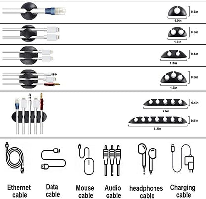 Cord Management Organizer Kit 4 Cable Sleeve split 192PCS Cable Management