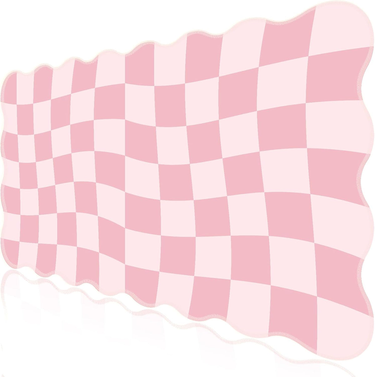L-SPOUTTO Pink Mouse Pad,Geometric Desk Mat XXL Large Scalloped Gaming Mousepad,35.4x15.7in Non-Slip Rubber Base Keyboard Pad Waterproof Desktop Mat for Laptop Computer Game Home Office-Checkered