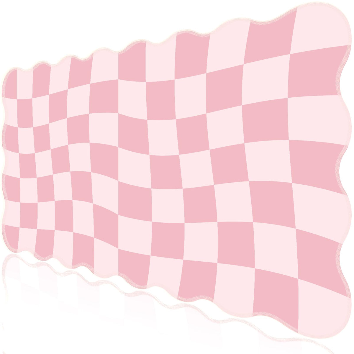 L-SPOUTTO Pink Mouse Pad,Geometric Desk Mat XXL Large Scalloped Gaming Mousepad,35.4x15.7in Non-Slip Rubber Base Keyboard Pad Waterproof Desktop Mat for Laptop Computer Game Home Office-Checkered