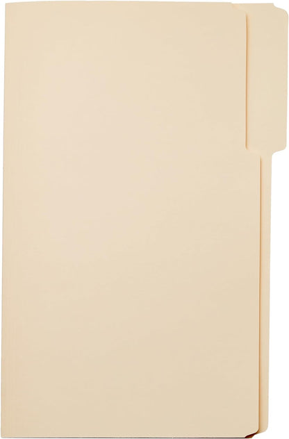 Amazon Basics Sturdy Manila File Folders, 1/3 Tabs in Assorted Positions for Filing and Easy Labeling, Legal Size, 8.5 x 14 inch, 100-Pack