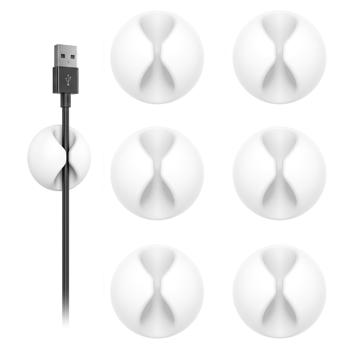 Shintop 6pcs Cord Holder for Nightstand, Self-Adhesive Cable Clips
