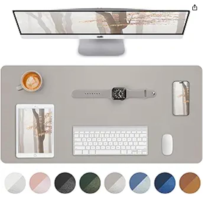 Leather Desk Pad Blotter,Mouse Pad,Office Desk Mat, Non-Slip PU Leather Desk mat,Large Desk mat,Waterproof Keyboard mat for Office/Home/Decor (Black,35" x 17")