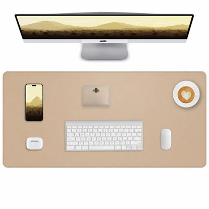 AFIING Desk Pad Protector 23.6" x 13.7" - Non-Slip Waterproof PU Leather Desk Mat for Mouse, Keyboard, Laptop, Office and Home Workspace (Beige)