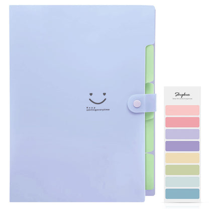 SKYDUE Expanding File Folder with 5 Pockets, Aesthetic Accordion File Organizer, Portable Document Paper Bill Receipt Organizer, School Office Supplies, Letter/A4 Size, (1, Pea Green)