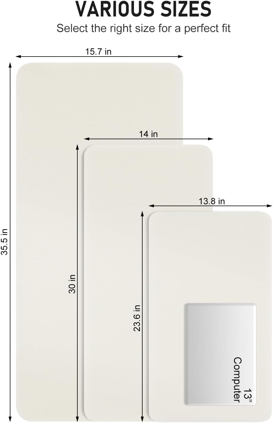 Desk Pad, 30" x 14" PU Leather Non-Slip Desk Mat Large Mouse Pad for Desktop, Waterproof Laptop Computer Writing Mat for Office, Home, Work, Gaming, Ivory White