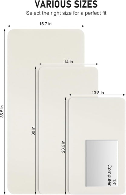 Desk Pad, 30" x 14" PU Leather Non-Slip Desk Mat Large Mouse Pad for Desktop, Waterproof Laptop Computer Writing Mat for Office, Home, Work, Gaming, Ivory White