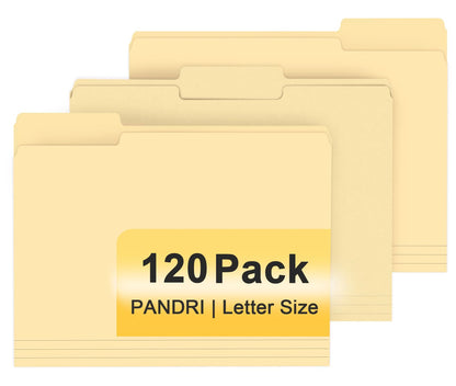 PANDRI Colored File Folders, 120 Pack 1/3 Cut Tab File Folder, 6 Colors