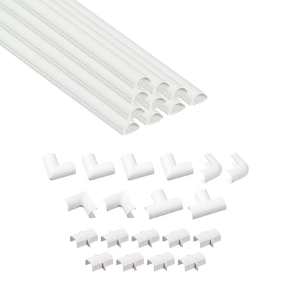 D-Line 157in Cord Cover Kit, Self-Adhesive Wire Hiders, Paintable Cable Raceway to Hide Wires on Wall, Electrical Cable Management - 10x 15.7 Lengths & 19 Accessories - 1.18" (W) x 0.59" (H) - White