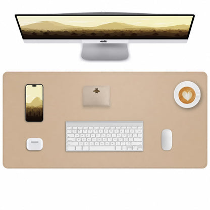 AFIING Desk Pad Protector 23.6" x 13.7" - Non-Slip Waterproof PU Leather Desk Mat for Mouse, Keyboard, Laptop, Office and Home Workspace (Beige)