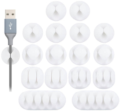 OHill 16PCS Black Cable Clips, Self Adhesive Cord Holder Cord Organizer