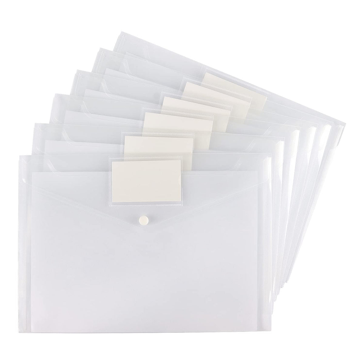 6 Pack Clear Document Folders Plastic Envelopes, A4 Size, 6 Colors