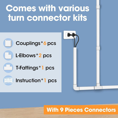 YesBes Cord Hider Kit for Wall Mount TV, Covers for Wires on Wall, Paintable Cable Raceway, W0.96in X H0.57in, 116in, White