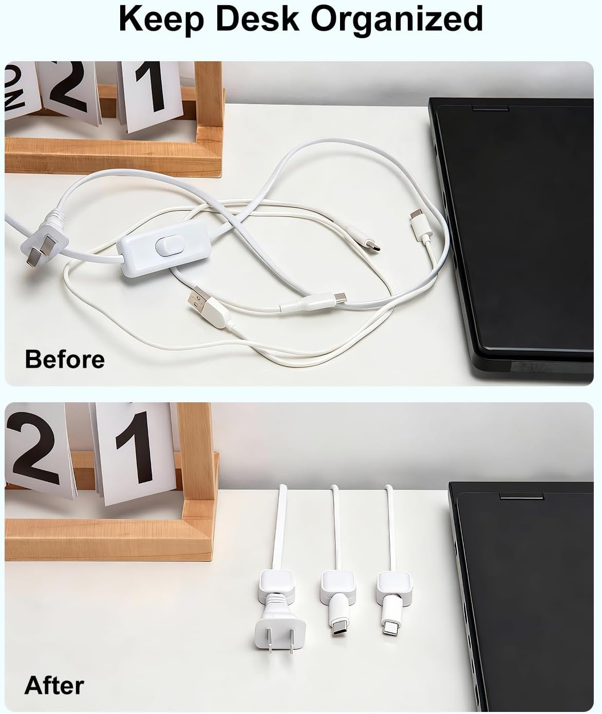 Art3d 8-Pack Magnetic Cable Clips, Cord Organizer, Office Cable Management