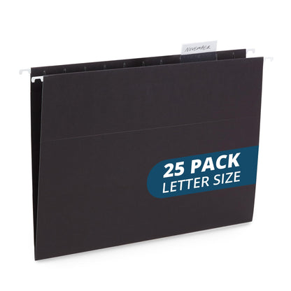 Blue Summit Supplies 25 Hanging File Folders, Letter Size, Black