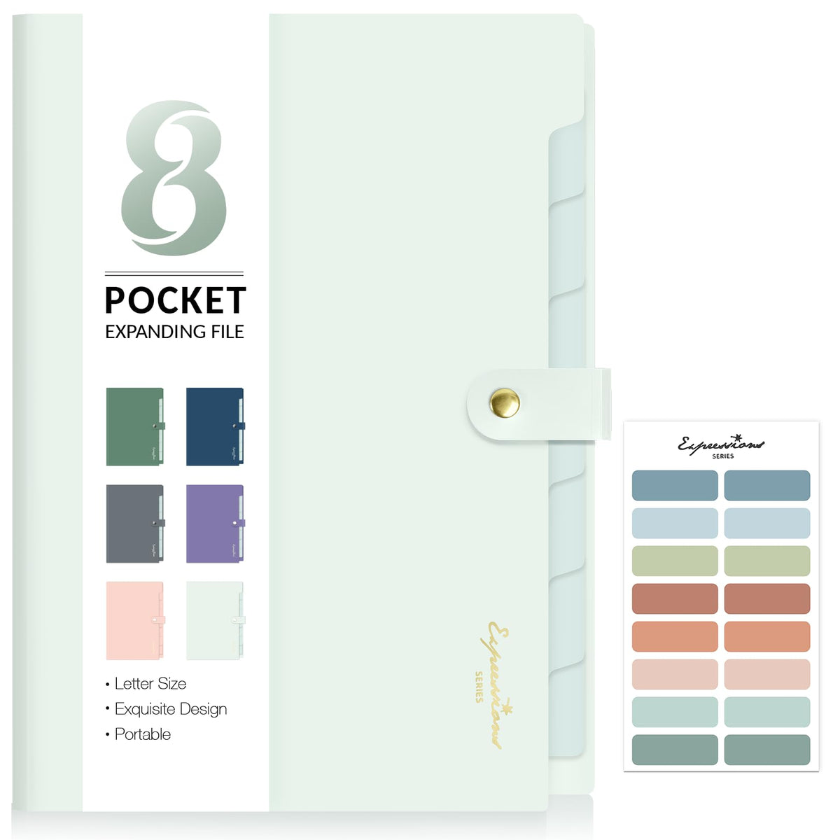 Sooez Elegant Accordion File Organizer, 8 Pocket Expanding File Folder
