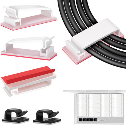 TidyHelper 100 PCS Adhesive Cable Clips White, Small & Large