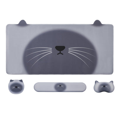 Gaming Desk Mat with Keyboard Wrist Rest Set, 4 in 1 Mouse Pad Set