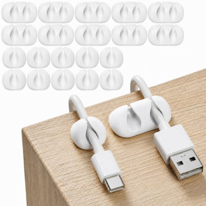 Cord Organizer for Desk, Nightstand Cable Holder, 5 Pack, Multislot, White