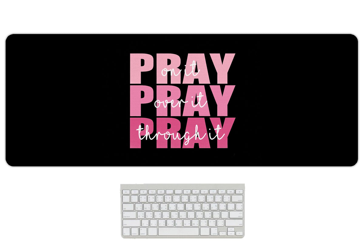 UTELKA Blue Desk Mat, Flroal Desk Matt for Desktop Mouse Pad 31.5x11.8