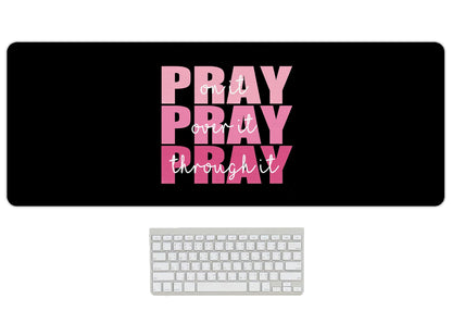 UTELKA Blue Desk Mat, Flroal Desk Matt for Desktop Mouse Pad 31.5x11.8