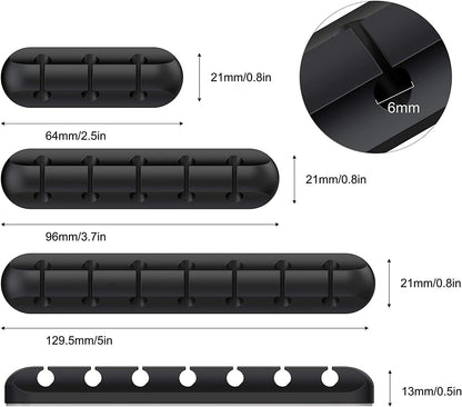 SOULWIT 3 Pcs Silicone USB Cable Holder Clips, Self Adhesive - Black