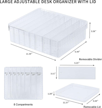 Large Cord Storage Box with Lid, Clear, Wire Ties Included
