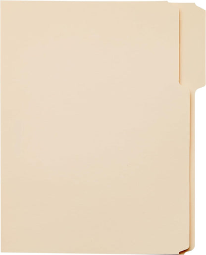 Amazon Basics Sturdy File Folders with Reinforced Tabs for Filing and Organization, 1/3-Cut Tab, Assorted Positions, Letter Size, 8.5x11 inches, Manila, 100-Pack