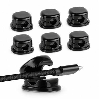 7mm Spring Cable Holder Clips, 9 Pack Desk Cord Organizer, Black