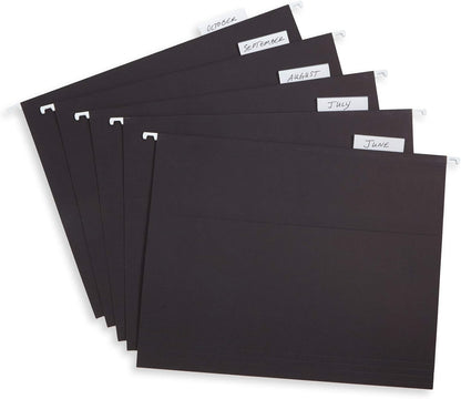 Blue Summit Supplies 25 Hanging File Folders, Letter Size, Black