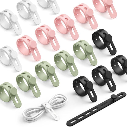 Lamicall 10 Pack Silicone Cable Ties Cord Organizer - Wire Management Wraps