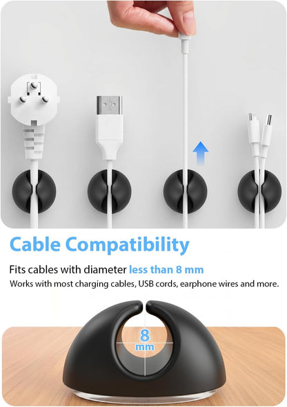 Shintop 6pcs Cord Holder for Nightstand, Self-Adhesive Cable Clips