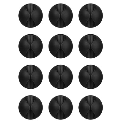Flezoo 12PCS Black Adhesive Cable Clips Cord Organizer for Wire Management