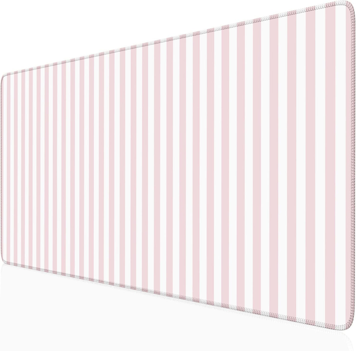 Beige Striped Desk Mat Cute Pastel XXL Large Gaming Mouse Pad Desk Pad Kawaii Aesthetic Home Office Decor Cozy Keyboard Laptop Computer Mat