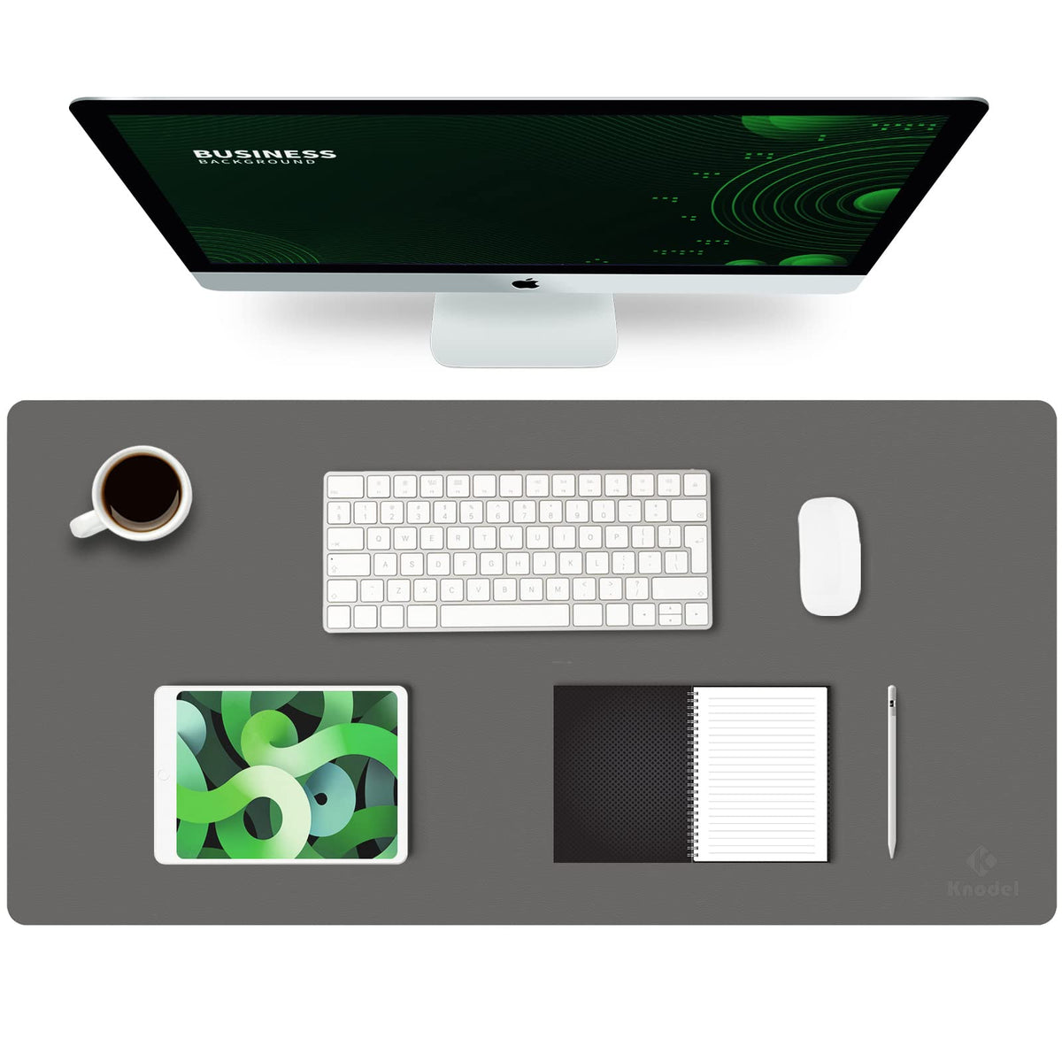 K KNODEL Large Office Desk Mat, Leather Mouse Pad (31.5"x15.7", Black)