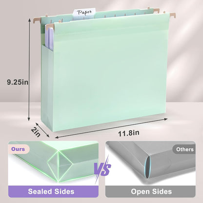 5 Pack Pastel Plastic Hanging File Folders, 2" Expansion Letter Size