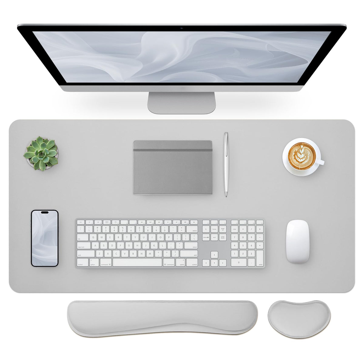 Leather Desk Pad, Mouse Pad, Non-Slip Desk Protector Mat, Leather Desk Blotter, Computer Desk Pad, Waterproof Desk Mat for Office Home Decor - Beige (31.5×15.7 Inches)