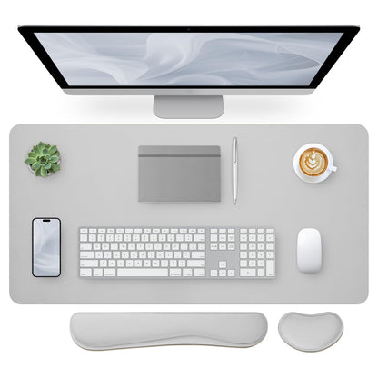 Leather Desk Pad, Mouse Pad, Non-Slip Desk Protector Mat, Leather Desk Blotter, Computer Desk Pad, Waterproof Desk Mat for Office Home Decor - Beige (31.5×15.7 Inches)