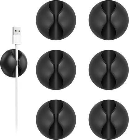 Shintop 6pcs Cord Holder for Nightstand, Self-Adhesive Cable Clips