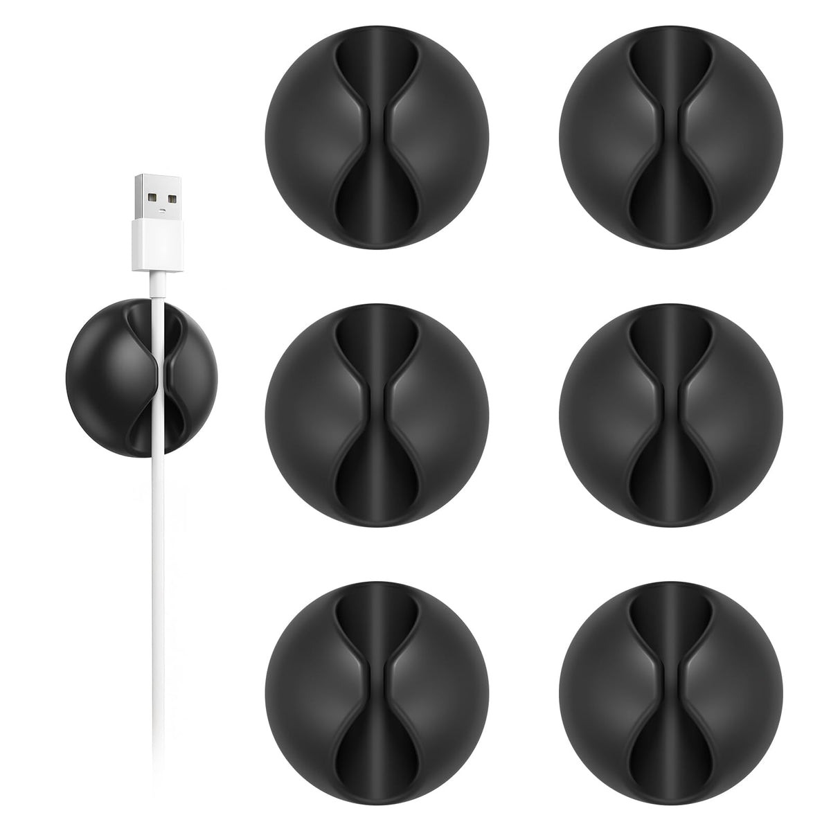 Shintop 6pcs Cord Holder for Nightstand, Self-Adhesive Cable Clips