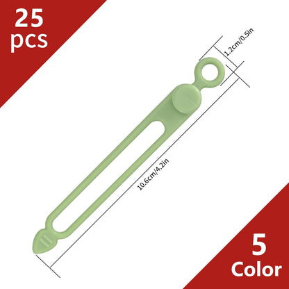 25 Pcs Silicone Cable Ties, Reusable Cable Straps Wire Organizer.