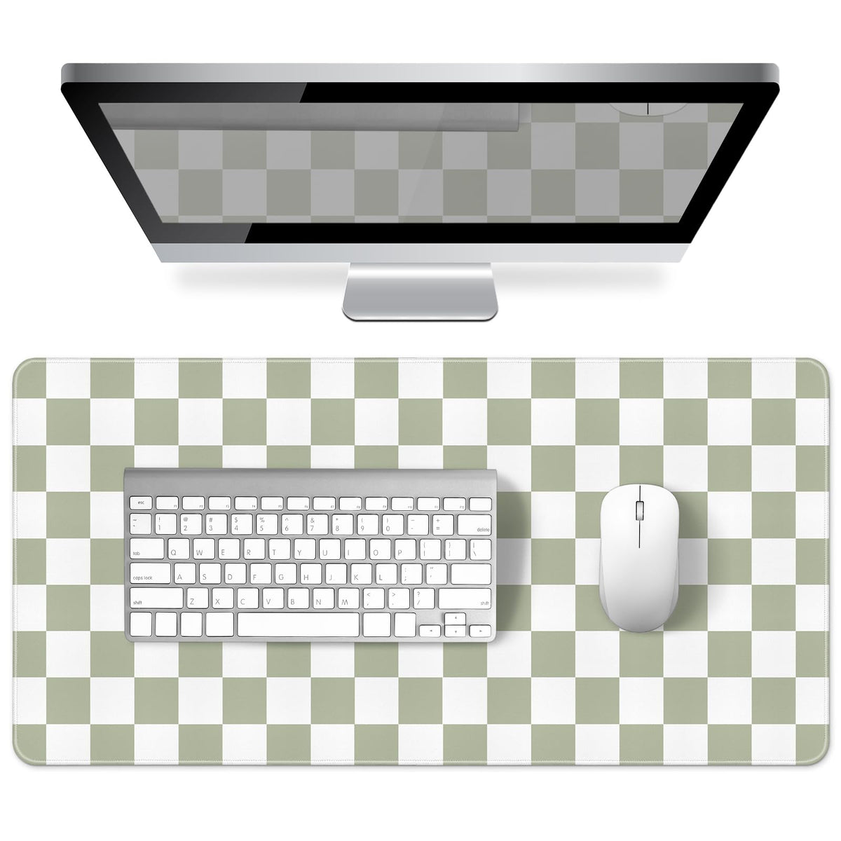 Green Striped Desk Mat Large Mouse Pad Cute Desk Pad Keyboard Computer Mat