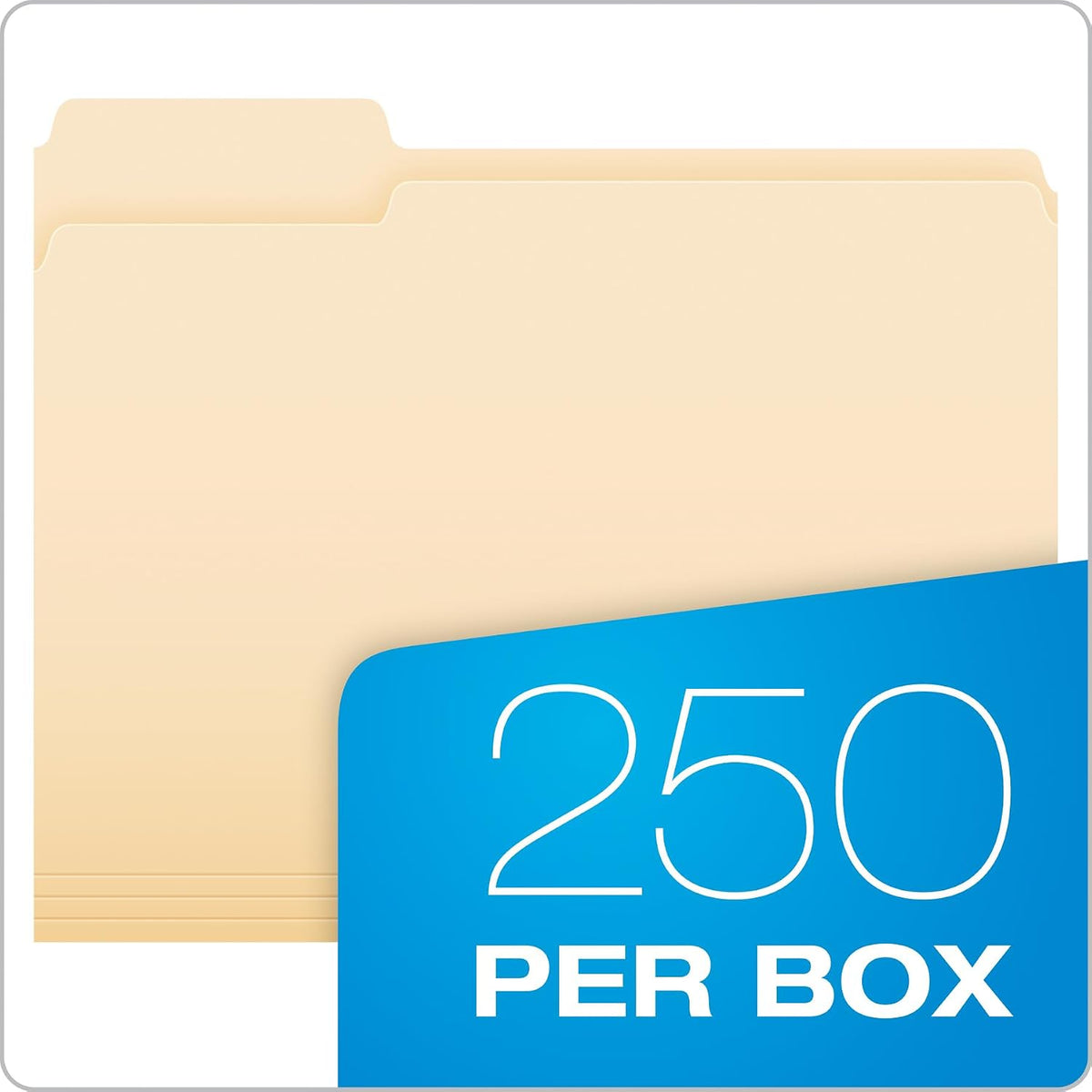 Pendaflex File Folders, 250-Pack, Letter Size, Manila, 1/3-Cut Tabs, Premium Paper Folders for File Cabinets, Home, Office & Classroom Document Organization, 3-Tab Letter File Folders