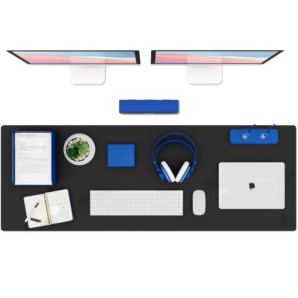 K KNODEL Large Office Desk Mat, Leather Mouse Pad (31.5"x15.7", Black)