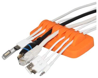 Heaviest Cable Organizer on the Market! Compact and Weighted Desktop Cord Holder for Desk and Nightstand, Eco-Friendly Silicone, No Bad Smell, Bundled with 4 Reusable Cable Ties! (Black)