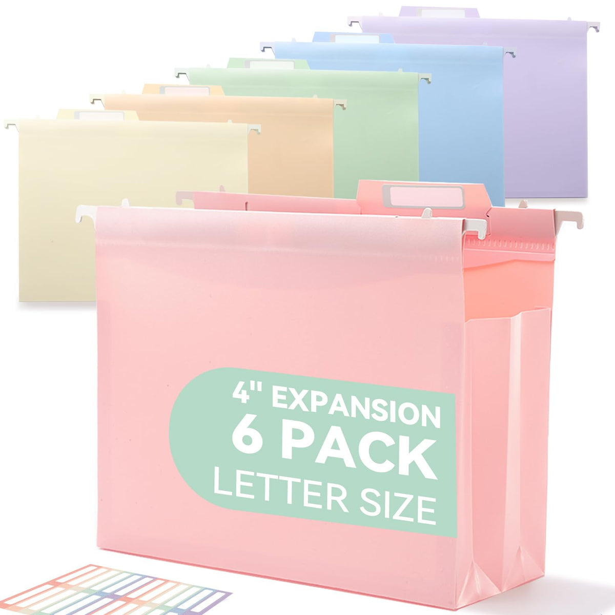 SortRax Plastic Hanging File Folders, 4" Expansion for Bulky Files, Black
